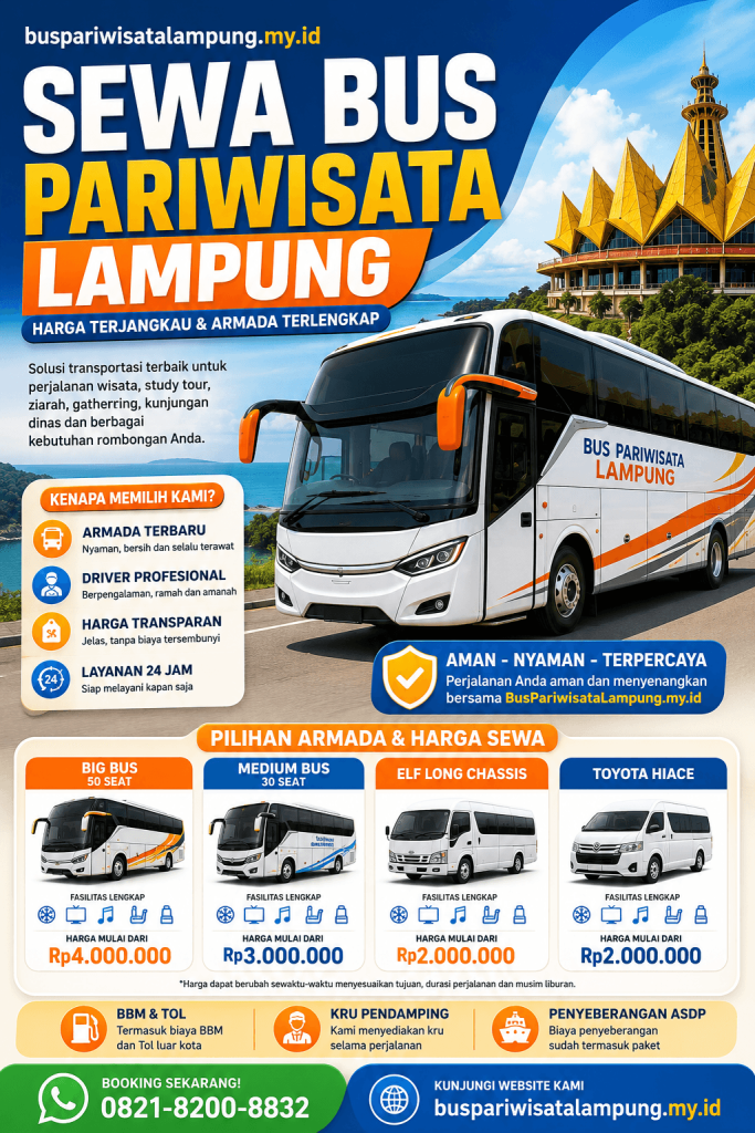 Sewa bus pariwisata Lampung terpercaya